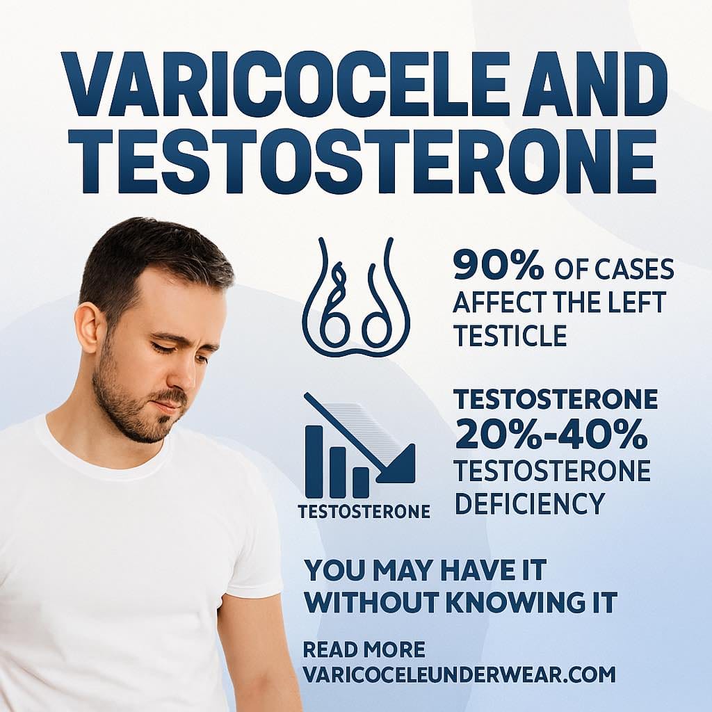 Varicocele testosterone deficiency symptoms male fertility impact treatment options infographic
