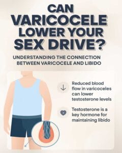 varicocele and libido infographic explaining testosterone impact on sex drive with modern digital graphics