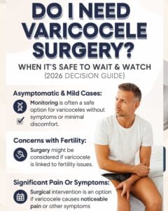 Varicocele surgery decision guide 2026 with symptoms, fertility impact and safe monitoring options