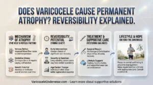 Testicular atrophy recovery rates after varicocele surgery showing 60-80% reversal success in young patients with treatment timeline