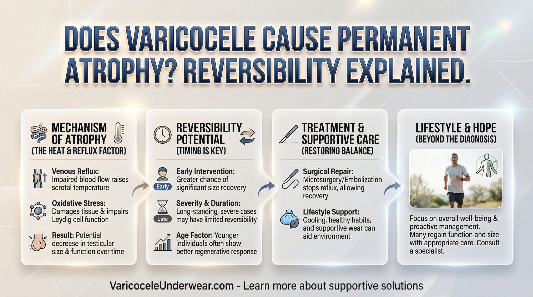 Testicular atrophy recovery rates after varicocele surgery showing 60-80% reversal success in young patients with treatment timeline