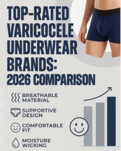 varicocele underwear brands comparison 2026 chart showing comfort support breathability durability features