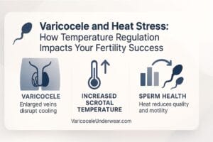 Varicocele Heat Stress Infographic Showing Scrotal Temperature Effects On Sperm Quality And Fertility Regulation Strategies