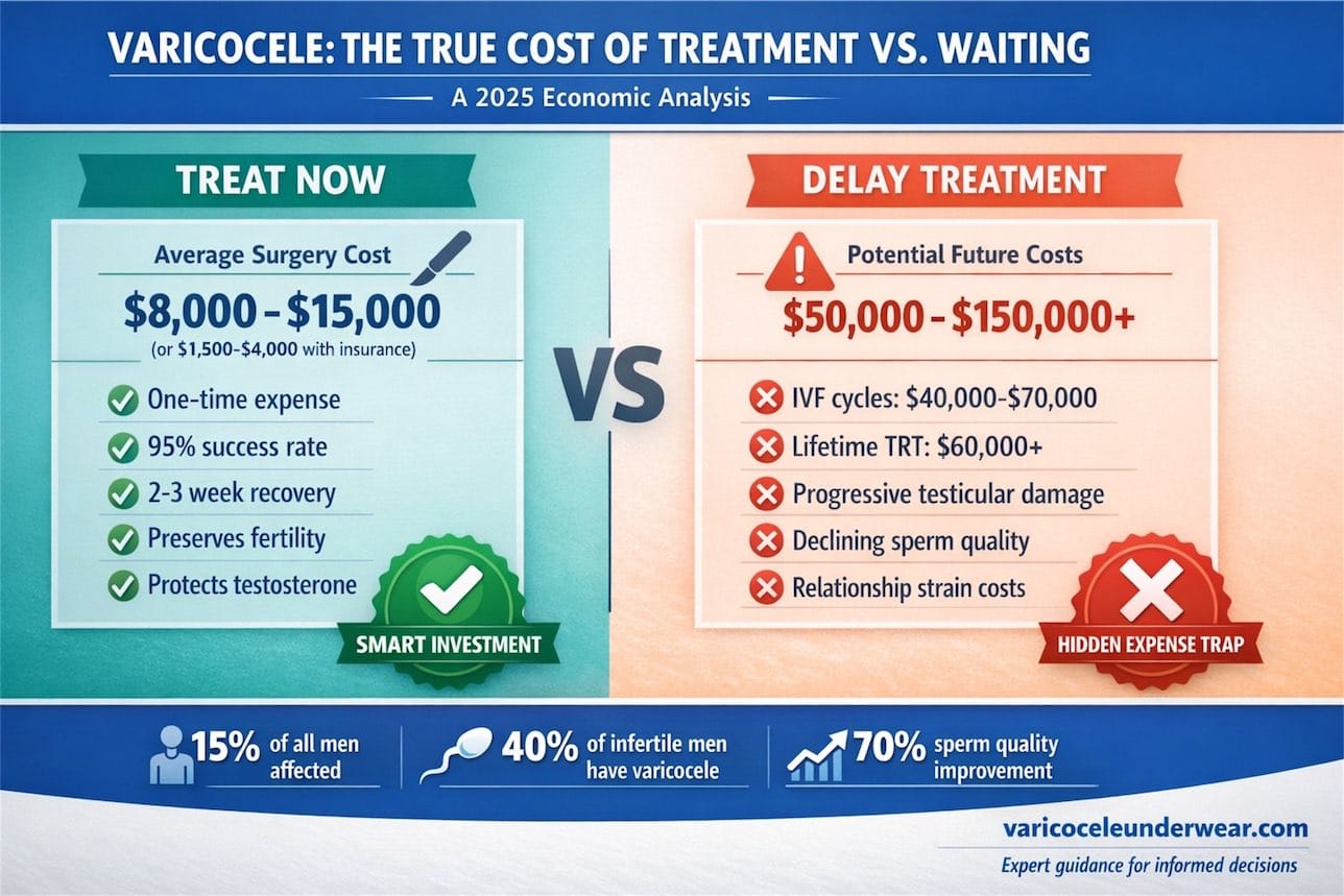 Infographic Showing The Cost Of Varicocele Treatment Versus Long-Term Health Risks