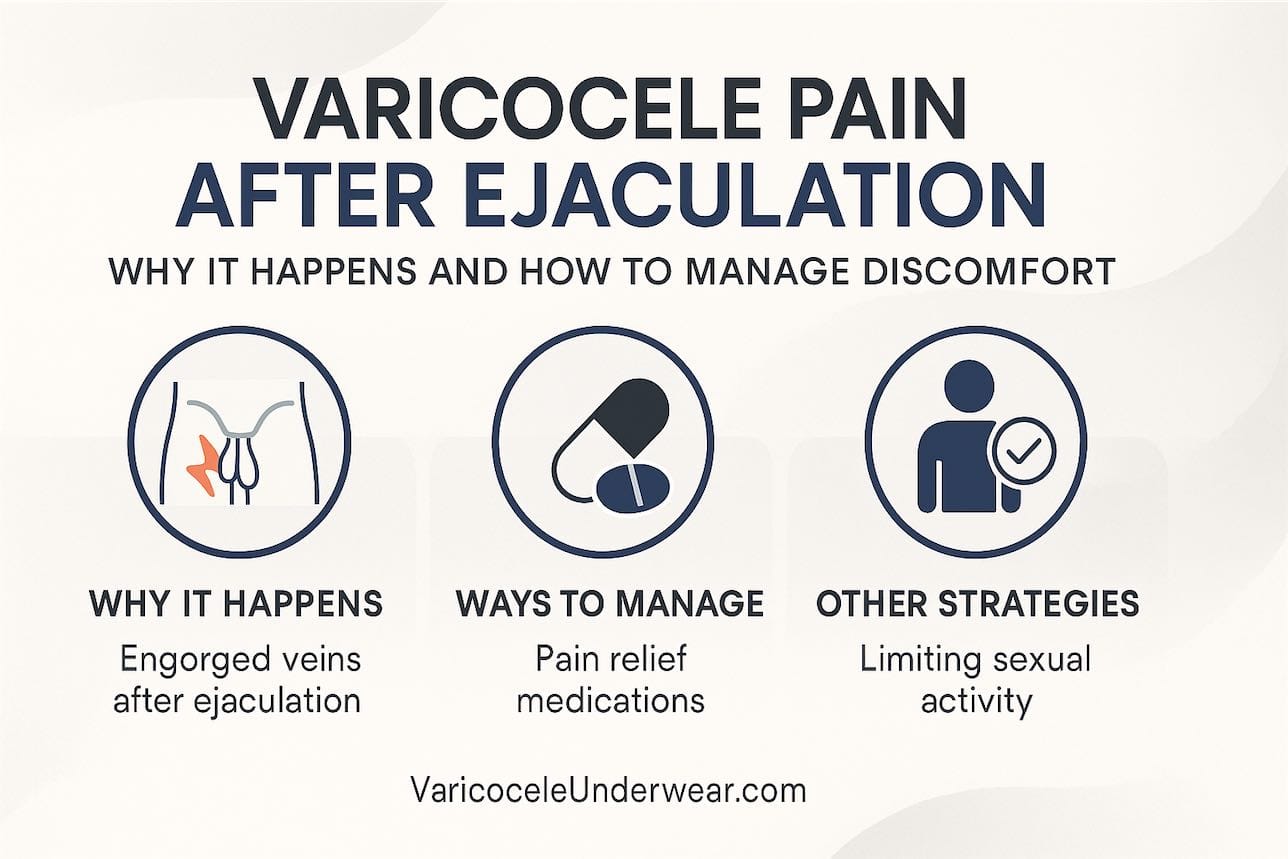 Varicocele Pain After Ejaculation Explained With Causes, Symptoms, And Management Strategies In A Clear Medical Infographic